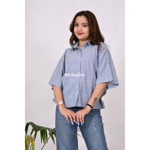 Camisas Bohemias de diseñador para mujer, blusa informal de lino y algodón de verano, blusa Khadi de negocios, botón a cuadros sencillo suelto para oficina - Product Image 4