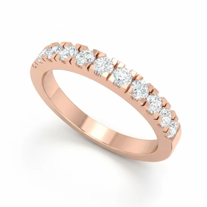 Anillo de banda minimalista de oro de 14 quilates y diamantes naturales para uso diario para mujer - Product Image 1