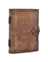 Carnet à couverture rigide en cuir gaufré motif homme vert avec fermoir en laiton, journal intime, cadeau, carnet en cuir gaufré couleur charbon