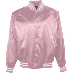 Chaqueta Universitaria de Satén Morado para Hombre, Dobladillo Acanalado, Estilo Bomber, Personalización de Marca Disponible - Product Image 1