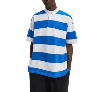 Nouveau design à manches courtes personnalisées-Vente en gros de polos d'été pour hommes à rayures 100% coton avec impression de broderie avec logo personnalisé - Product Image 1