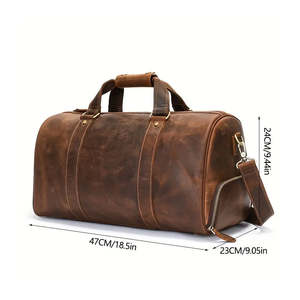 Sac de voyage en cuir véritable léger de couleur unie, design personnalisé OEM, sac de sport décontracté de luxe, fermeture éclair, faible MOQ, prix d'usine - Product Image 2