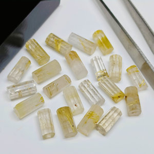 Texture étonnante forme unique 100% naturel rutile doré forme de tuyau à facettes pierre précieuse en vrac prêt à expédier prix de gros pierre précieuse - Product Image 3