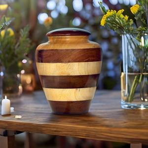 Grande urne en bois moderne et écologique pour la crémation humaine et l'enterrement d'animaux de compagnie, conteneur personnalisé pour cendres - Product Image 3