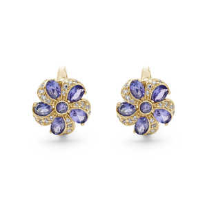 Conception florale bijoux fins solide 925 en argent Sterling tanzanite naturelle pierres précieuses à facettes à la main vêtements quotidiens boucles d'oreilles pour les femmes - Product Image 1