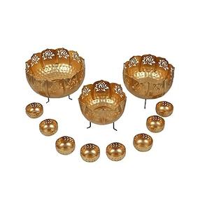 Urli en métal floral personnalisé pour décoration de mariage cadeau de bienvenue décoration de table décorative de luxe couleur or - Product Image 3