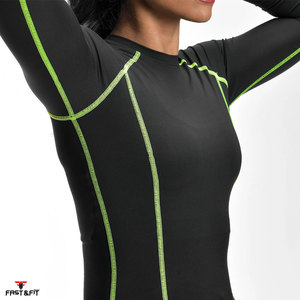 Vêtements d'entraînement pour femmes, chemises de compression légères à séchage rapide, manches longues, haut de yoga, chemises de compression Slim Fit, au prix de gros - Product Image 6