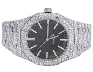 Black Customized Iced Diamond <b>Watch</b>, Handcrafted Luxury Diamond <b>Watch</b>, Hip Hop Rapper Style Diamond <b>Watch</b> for Birthday Gift - Product Image 1