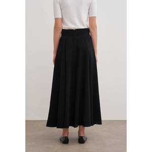 Jupe plissée en cuir véritable noir, coupe décontractée - Product Image 6