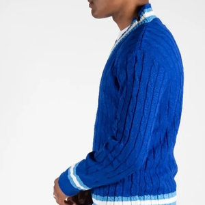 Nouvelle mode couleur unie Cabel tricot Cricket col en v pull pull automne et hiver utiliser câble tricoté pull de Cricket - Product Image 5