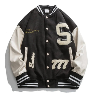 แจ็คเก็ตเบสบอลวาร์ซิตี้สีแดงคุณภาพสูง งานแฮนด์เมด แขนหนัง แจ็คเก็ตวาร์ซิตี้สำหรับผู้ชาย - Product Image 1