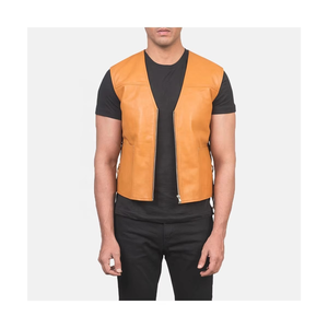 Chaleco de cuero para hombre de motorista de alta calidad, moda personalizada, elegante, talla grande, Chaleco de cuero sin mangas a la moda para hombre - Product Image 6