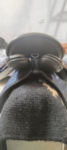 Silla de montar profesional de cuero para equitación inglesa con estructura de madera, doble banda de vientre y características de entrenamiento para uso de resistencia. - Product Image 3