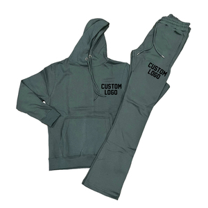 Streetwear personnalisé 100% survêtement pour hommes recadrée en coton avec broderie et patchs Combinaison baggy évasée deux pièces vintage délavée à l'acide - Product Image 5