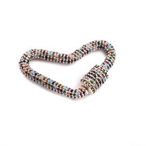 Collier en argent sterling 925 avec pendentif en forme de cœur, fermoir mousqueton, charmes multicolores en CZ, collier tendance, fabrication directe - Product Image 1