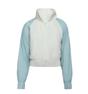 แจ็คเก็ตกันลมกันน้ำแบบย้อนกลับได้สำหรับผู้หญิงเสื้อครอปซิปไนลอนน้ำหนักเบาปักสี - Product Image 1