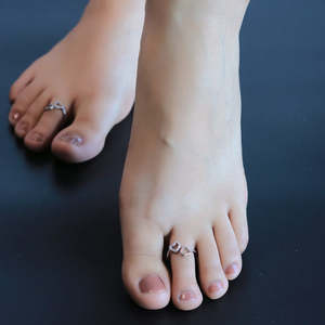 NOVAMART Fine Zarkan Twin Heart <b>Silver</b> <b>Toe</b> <b>Rings</b> for Weddings and Engagements Handcrafted in Brass Copper with Diamond Stone Gif - Product Image 2