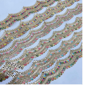 Cintas y cordones bordados a máquina hechos a medida en diseños de escalado y en opciones multicolores para vestidos de novia - Product Image 1