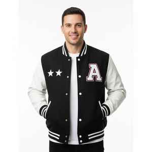 Chaqueta universitaria de gran tamaño a la moda, ropa de calle, mezcla de algodón, forro polar, abrigo con letras pesadas, logotipo personalizado bordado, Unisex - Product Image 4