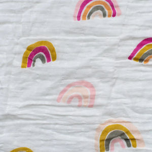 Couverture d'emmaillotage en mousseline de coton et bambou de 47x47 pouces, motif neutre de fleurs roses arc-en-ciel pour nouveau-nés - Product Image 3