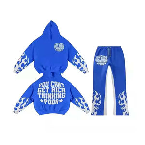 Meilleurs fabricants de vêtements au Pakistan pantalons évasés personnalisés délavés à l'acide vintage survêtement de jogging en coton imprimé et soufflé pour hommes - Product Image 3