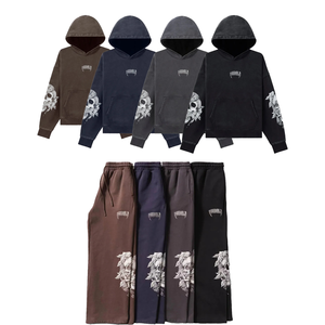 Sudadera con capucha recortada de algodón 100% Vintage con logotipo personalizado, chándal lavado ácido, chándal informal de estilo callejero para Unisex para invierno - Product Image 6