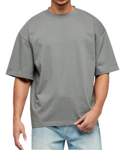 Men's Custom Printed Breathable Blank Oversized T-Shirt <b>Drop</b> Shoulder Jersey Fabric Short Sleeves Plus Size Wholesale OEM - Product Image 1