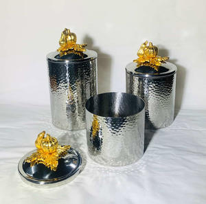Royal Gold Hammered Stainless Steel <b>Kitchen</b> Food <b>Canisters</b> <b>Set</b> with Lid Tea Sugar Boxes Pumpkins Jars Gold <b>Canister</b> <b>Set</b> for Gift - Product Image 2
