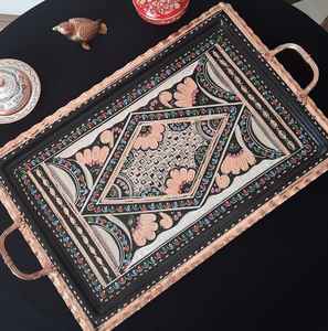 ถาดเสิร์ฟทองแดงแท้พิมพ์ลายดอกไม้สีพาสเทลสำหรับผลไม้และขนมหวาน - Product Image 4