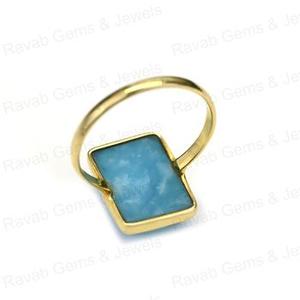 Bague rectangle délicate en argent plaqué or 18 carats faite à la main dernières bagues fines avec lunette en pierre précieuse Smithsonite naturelle 12x16mm - Product Image 4