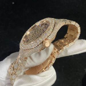 Estilo de lujo VVS Moissanite Tono de oro rosa Acero inoxidable Iced Out Mecánico Automático Diamante Reloj Lujo Hip Hop Moda - Product Image 3