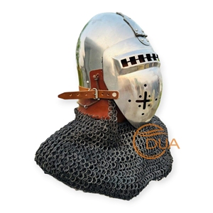 หมวกกันน็อกบาสซิเน็ตยุคกลางพร้อมหมวกกันน็อคเคลือบเงาและเกราะสไตล์โมเดิร์น - Product Image 5