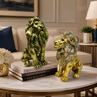 Statue de lion moderne en résine, sculpture animale de luxe, décoration artisanale pour salon, bureau, hall d'entrée, ornements Feng Shui