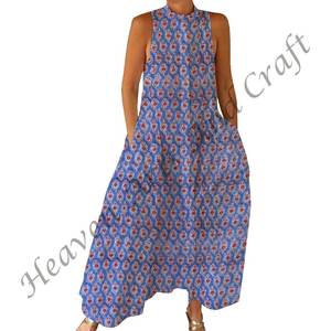 100% Cotton Summer Casual Jumpsuit Floral Hand <b>Block</b> Printed Soft Woven with Zipper Closer For Spring/Summer Adults BPJS066 - Product Image 5