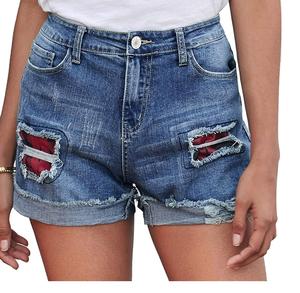 Pantalones cortos de mezclilla ajustados de algodón 100% para mujer, transpirables y cómodos para yoga al aire libre, deportes, entrenamiento, patrón sólido, ecológico - Product Image 6