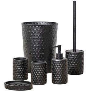 Ensembles d'accessoires de salle de bain pour la maison et l'hôtel en nid d'abeille de couleur noire de la meilleure qualité - Product Image 1