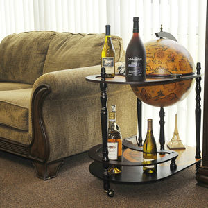 Globe Drink Trolley Gabinete de licor de Estilo Vintage rojo de 16,5 pulgadas con soporte de madera y ruedas - Product Image 6