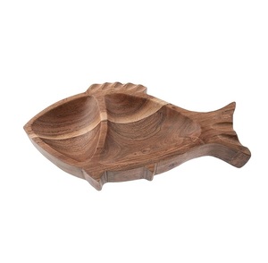 Plato de Madera con Forma de Pez, Plato con Compartimentos, Artesanía, Ecológico, para Servir Aperitivos, Dulces, Frutos Secos, Decoración del Hogar - Product Image 2