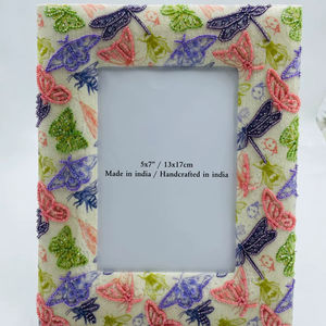 Bee Design Luxury <b>Wood</b> & Fabric Handmade Embroidered Beading <b>Photo</b> <b>Frame</b> Spring Collection Lightweight Durable Vertical Design - Product Image 1