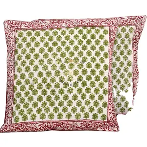 Block Printed Home Decorative Indian Handmade 100%Cotton Cushion Cover 200TC 45*45cm Azo Free OEM