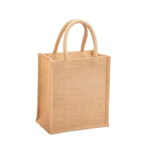 Sac fourre-tout en jute imprimé personnalisé et écologique Sac à provisions portable réutilisable Poignée en coton pour les promotions des femmes Emballage de cadeaux - Product Image 3