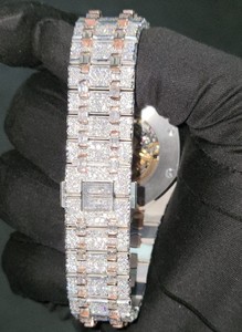 Squelette de Quartz carré en acier inoxydable de luxe pour hommes de 41mm pour montre AP étanche cadran en verre analogique Hip Hop Bling glacé montre-bracelet - Product Image 5