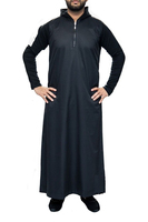 Thobe à capuche à manches longues pour hommes, longueur au sol, en coton uni, tenue de prière, style modeste, vêtements traditionnels du Moyen-Orient