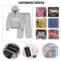 Fabricante de Ropa OEM, Sudadera con Cierre y Pedrería con Logotipo Personalizado y Pantalones Deportivos, Conjunto de 2 Piezas, Trajes Deportivos para Hombre