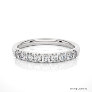 0.47 CTW รอบแล็บตัดชุดปูเพชรครึ่งนิรันดร์ในโรสโกลด์ CVD แต่งงานวงและครบรอบของขวัญแหวน - Product Image 5