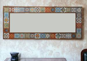 Espejo de cuerpo entero de azulejos turcos hechos a mano - Espejo decorativo bohemio multicolor para colgar en la pared - Decoración para sala de estar - Product Image 4