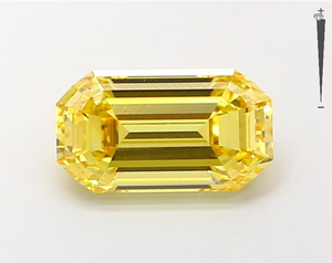 Diamant de laboratoire taille émeraude 2,20 carats VS1 Jaune vif fantaisie certifié IGI, pierre libre pour la fabrication de bijoux - Product Image 1