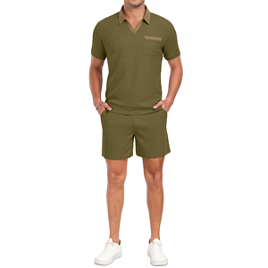 Custom Manufacturer Double Waist <b>Polo</b> Shirts Rhinestone Shorts Shirts Set Sweatsuits Baggy Oversized Men Tracksuit - Product Image 5