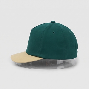Casquette Snapback 5 Panneaux Personnalisée avec Logo Brodé Plat, Visière Vert Beige, Unisexe, Vente en Gros, Haute Qualité, OEM ODM, Faible MOQ, Sport - Product Image 2