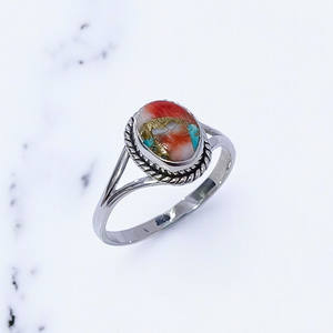 แหวนเงินแท้ 925 ประดับด้วยพลอยเทอร์ควอยซ์จากหอยนางรมธรรมชาติ น้ำหนักเบา ราคาขายส่ง - Product Image 2